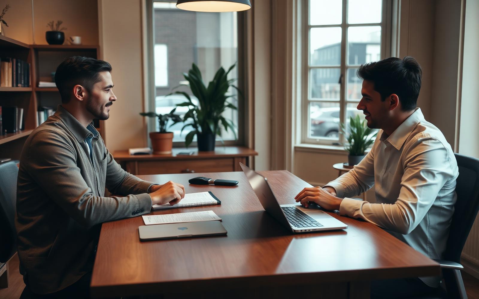 Consultation across a desk in a boutique office